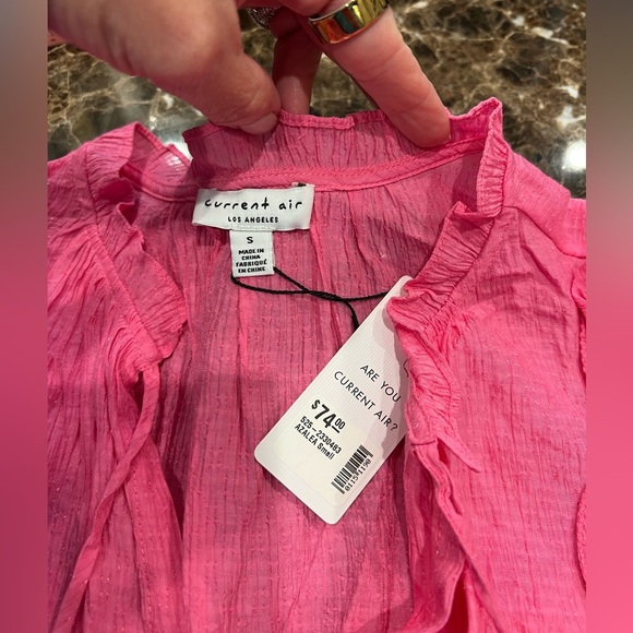 NWT Current Air RUFFLED SHOULDER SLEEVELESS BLOUSE- Pink- Size Small - Picture 9 of 11